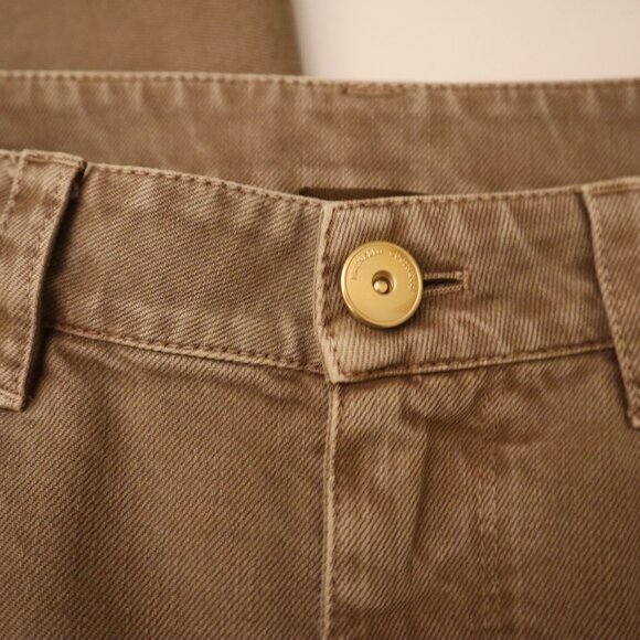 Brunello Cucinelli Monili Cuff Jeans Brown Khaki Denim Crop Size 8 - Picture 7 of 8